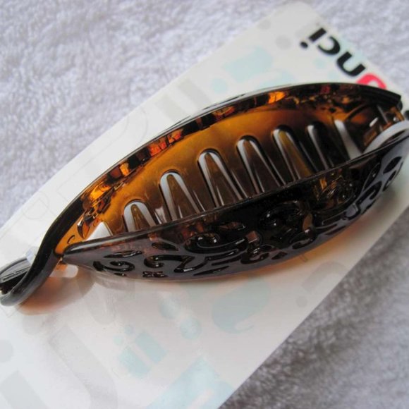 Scunci Design Tortoise Plastic Secure Hinged Open Banana Comb Hair Barrette Clip - Picture 3 of 14